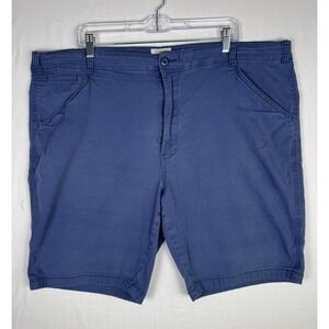 Mutual Weave Mens Chino Shorts Navy Blue Size 44 Flat Front Casual Cotton Blend